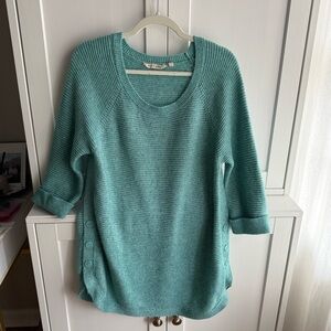 Soft surroundings women’s turquoise 3/4 length sweater Size large